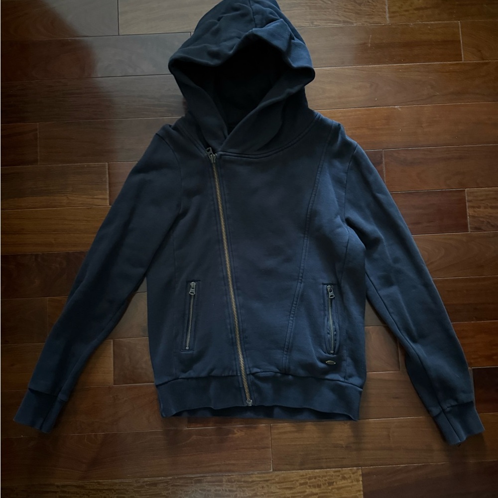 Scotch & Soda Black Hooded Jacket with Asymmetrical Zipper